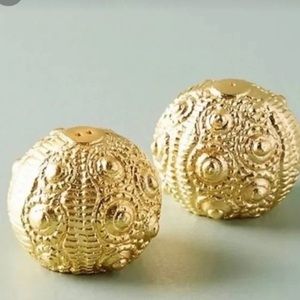 Anthropologie Gold Urchin Salt & Pepper Shaker Set